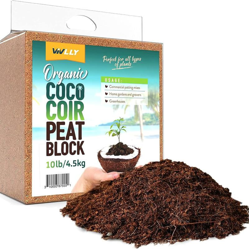 Compressed Coco Coir 5-Pack – 1.4 Lb Bricks, Organic, Ph-Adjusted, Expanding Garden Soil for Herbs, Flowers & Plants Premium Potting Fertilizer Cocopeat Peat Ph Balance