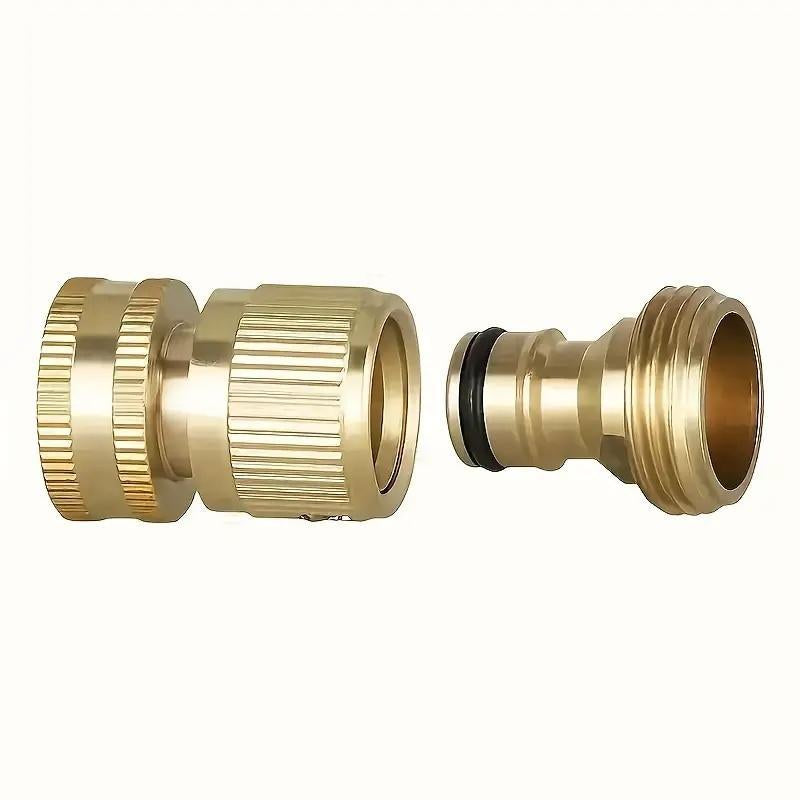 Brass Garden Hose Quick Connect Set, 4 Counts/Set Garden Hose Connector Adapter, Gardening Tool Accessories, Water Hose Connector Adapter for Outdoor Lawn and Gardening Use, Garden Watering, Garden Equipment