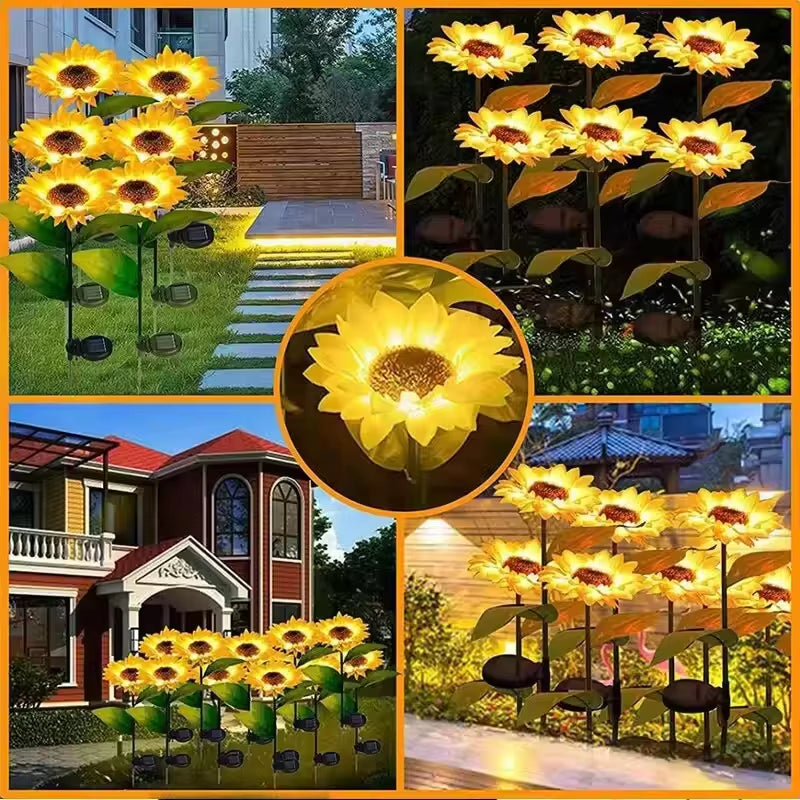 LED Solar Sunflowers Flower Light Home Decorative Flower Lights Garden Decoration Lawn Lamp Waterproof Landscape Flower Light
