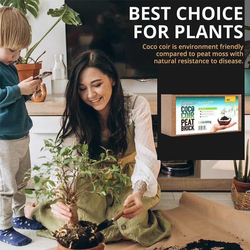Compressed Coco Coir 5-Pack – 1.4 Lb Bricks, Organic, Ph-Adjusted, Expanding Garden Soil for Herbs, Flowers & Plants Premium Potting Fertilizer Cocopeat Peat Ph Balance