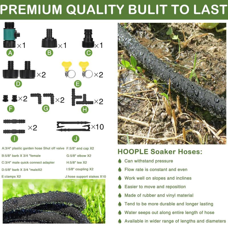 Heavy-Duty Rubber Soaker Hose for Garden Irrigation - 50/100 FT Drip Hose, Conserves 70% Water, Ideal for Gardens and Flower Beds