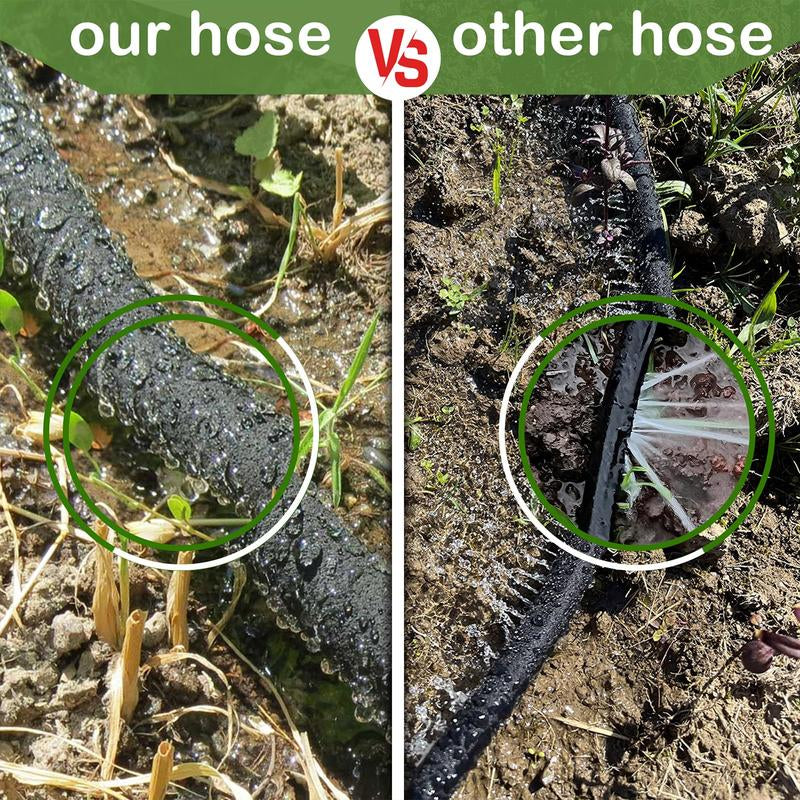 Heavy-Duty Rubber Soaker Hose for Garden Irrigation - 50/100 FT Drip Hose, Conserves 70% Water, Ideal for Gardens and Flower Beds