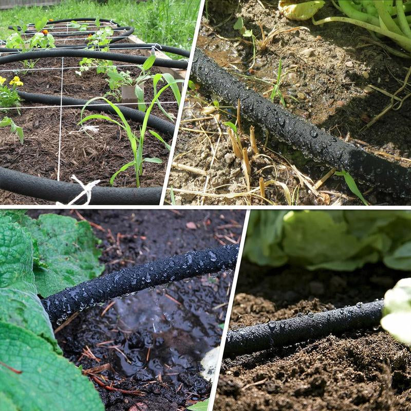 Heavy-Duty Rubber Soaker Hose for Garden Irrigation - 50/100 FT Drip Hose, Conserves 70% Water, Ideal for Gardens and Flower Beds