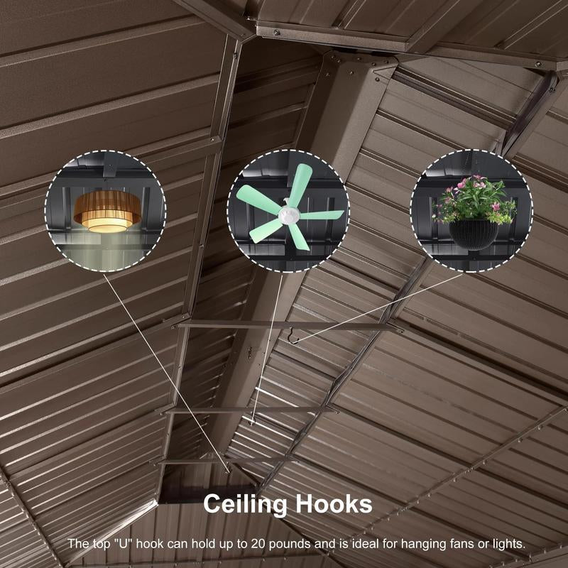 PURPLE LEAF 11' X 13' Outdoor Hardtop Gazebo for Garden | Double Roof Bronze Aluminum Frame