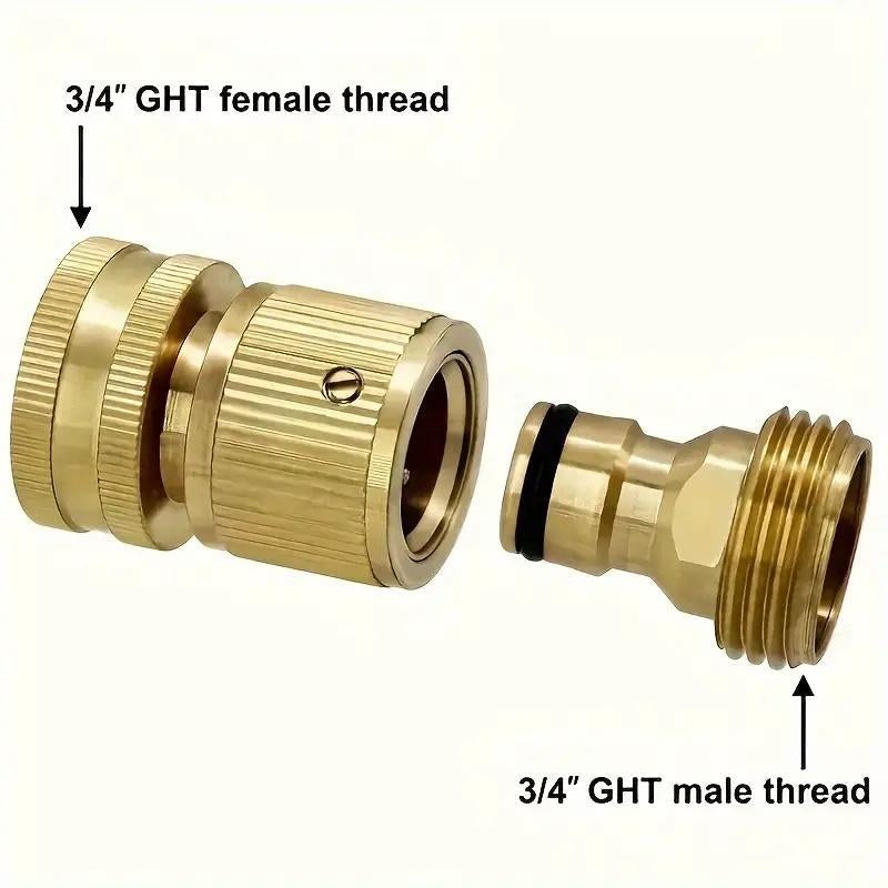 Brass Garden Hose Quick Connect Set, 4 Counts/Set Garden Hose Connector Adapter, Gardening Tool Accessories, Water Hose Connector Adapter for Outdoor Lawn and Gardening Use, Garden Watering, Garden Equipment