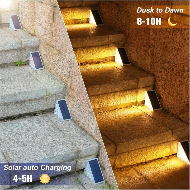 VOLISUN Solar Stair Lights, Waterproof IP67 LED Step Lights, 3000K Warm/Cold Glow for Outdoor Stairs, Deck, Patio & Garden, Solar Lights Outdoor