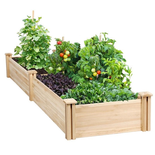 Yaheetech 8×2Ft Wooden Raised Garden Bed for Flowers, Vegetables & Herbs, Divisible Design, Natural Wood, Backyard/Patio Outdoor Use