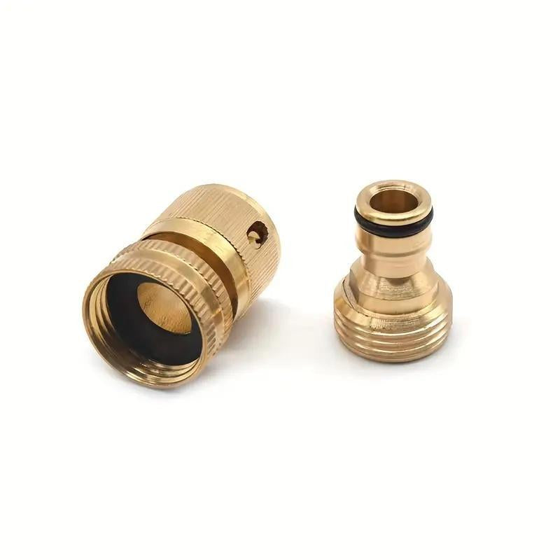 Brass Garden Hose Quick Connect Set, 4 Counts/Set Garden Hose Connector Adapter, Gardening Tool Accessories, Water Hose Connector Adapter for Outdoor Lawn and Gardening Use, Garden Watering, Garden Equipment