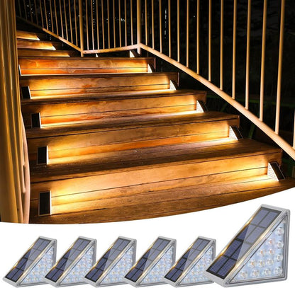 VOLISUN Solar Stair Lights, Waterproof IP67 LED Step Lights, 3000K Warm/Cold Glow for Outdoor Stairs, Deck, Patio & Garden, Solar Lights Outdoor