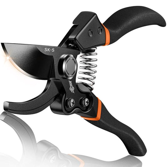 DECERK Pruning Shears for Garden 8.5" Professional Bypass Gardening Scissors & Clippers, Super Sharp SK5 Blade, Ergonomic Handle Heavy Duty Hand Held Pruners, Gardening Gift for Women Men with Wood Finish, 2025 Springtok Home Tool