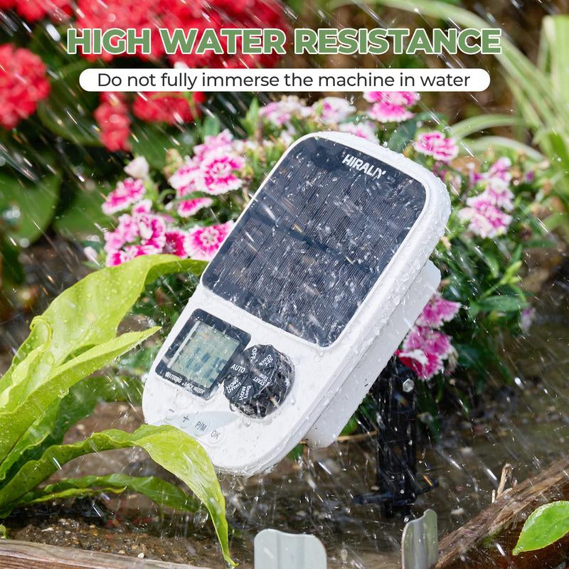 HIRALIY Solar Automatic Drip Irrigation System, Solar Powered Watering Device with Timer for Pots Plants, Drip Emitter Stake, with USB Port, for Indoor Irrigation Kit [Drip Emitter Stake]