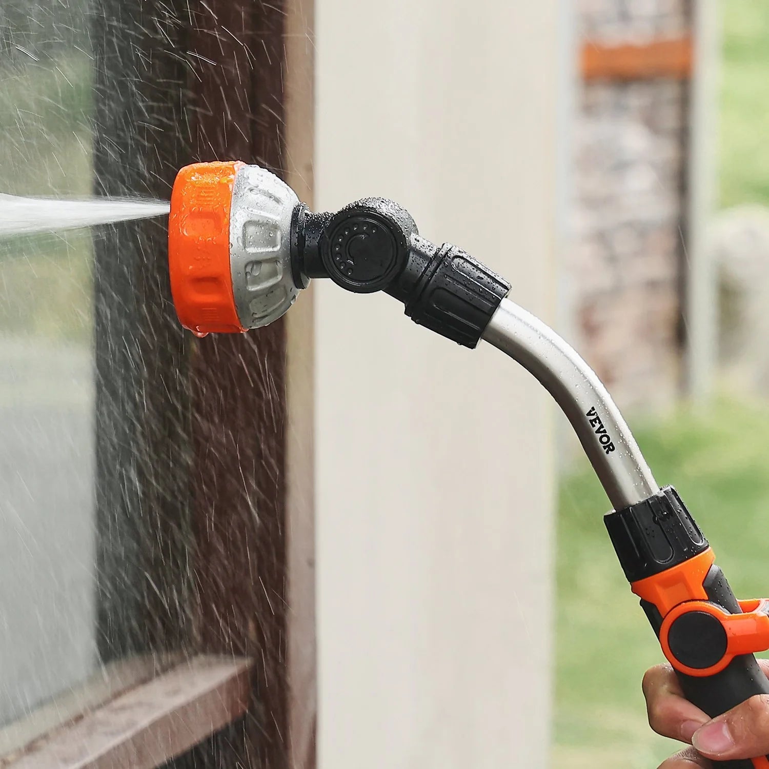 Heavy Duty Garden Hose Wand 15-Inch Long with 8 Spray Patterns & 180¡Ã Swivel Head