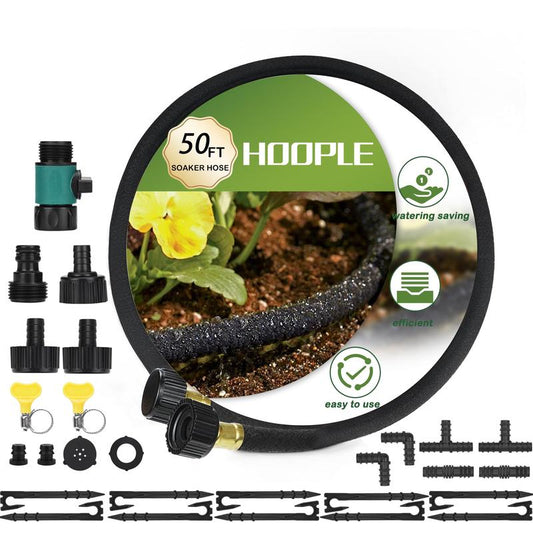 Heavy-Duty Rubber Soaker Hose for Garden Irrigation - 50/100 FT Drip Hose, Conserves 70% Water, Ideal for Gardens and Flower Beds
