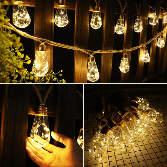 Toodour LED Lights Solar Powered Outdoor String Lights,26Ft Waterproof Solar String Lights with 8 Modes 16 Shatterproof Bulbs,Dimmable Outdoor Garden