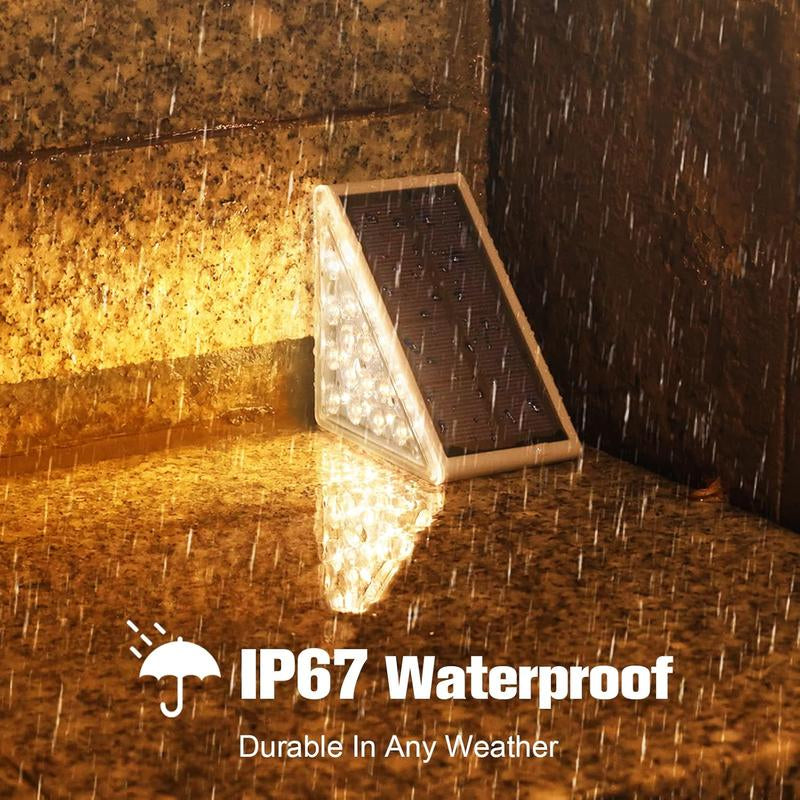VOLISUN Solar Stair Lights, Waterproof IP67 LED Step Lights, 3000K Warm/Cold Glow for Outdoor Stairs, Deck, Patio & Garden, Solar Lights Outdoor
