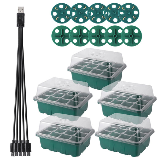 Professional Seed Starter Tray with LED Grow Light and Adjustable Ventilation for Seedling Germination - 6/12/13 Cell Planter