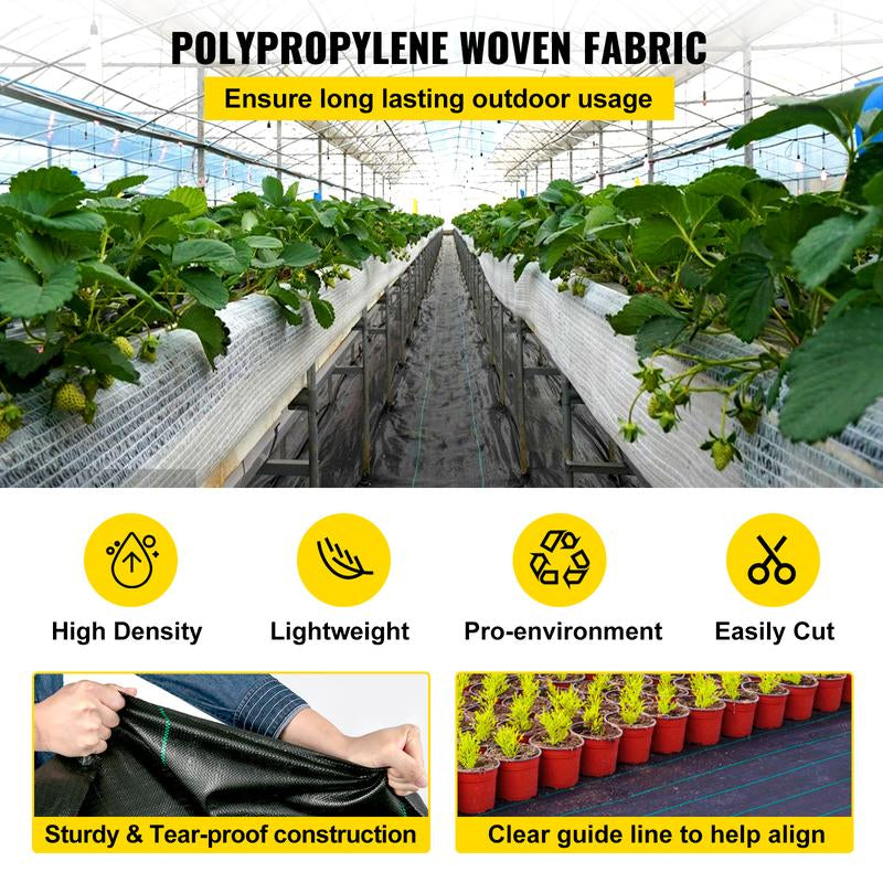 VEVOR Premium Weed Barrier Fabric, Various Specifications, Fathersdaygift, Woven Weed Control Fabric for Flower Beds, High Permeability & Geotextile Underlayment