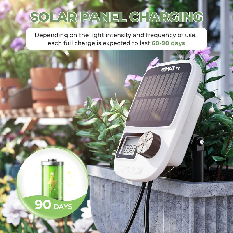 HIRALIY Solar Automatic Drip Irrigation System, Solar Powered Watering Device with Timer for Pots Plants, Drip Emitter Stake, with USB Port, for Indoor Irrigation Kit [Drip Emitter Stake]
