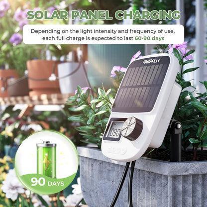 HIRALIY Solar Automatic Drip Irrigation System, Solar Powered Watering Device with Timer for Pots Plants, Drip Emitter Stake, with USB Port, for Indoor Irrigation Kit [Drip Emitter Stake]
