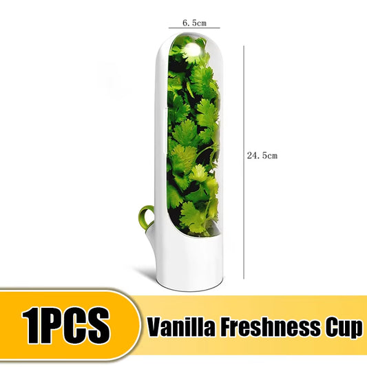Herb Saver Storage Container Fresh Herb Keeper Vanilla Vegetables Fresh Preservation Bottle Refrigerator Storing Kitchen Tools