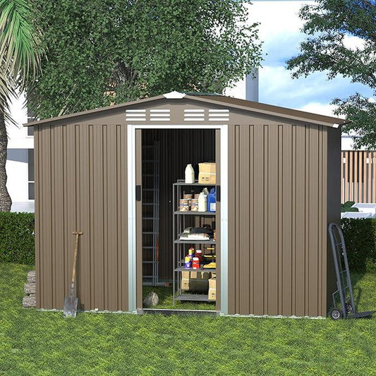 Metal Storage Shed for Outdoor with Design of Lockable Slide Doors and Air Vent, Tiny House Utility and Tool Storage for Garden, Backyard, Patio Lawn Ventilation