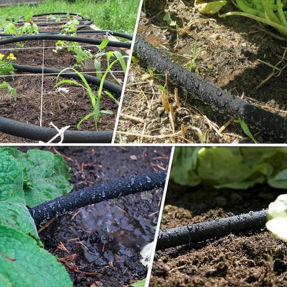 Heavy-Duty Rubber Soaker Hose for Garden Irrigation - 50/100 FT Drip Hose, Conserves 70% Water, Ideal for Gardens and Flower Beds