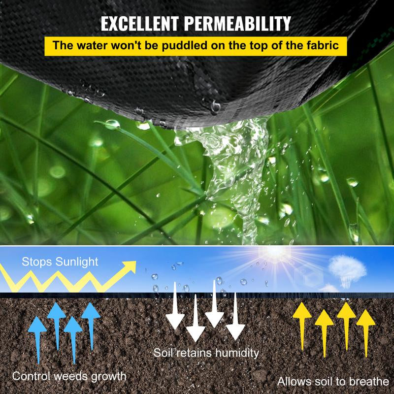VEVOR Premium Weed Barrier Fabric, Various Specifications, Fathersdaygift, Woven Weed Control Fabric for Flower Beds, High Permeability & Geotextile Underlayment