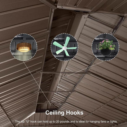 PURPLE LEAF 11' X 13' Outdoor Hardtop Gazebo for Garden | Double Roof Bronze Aluminum Frame