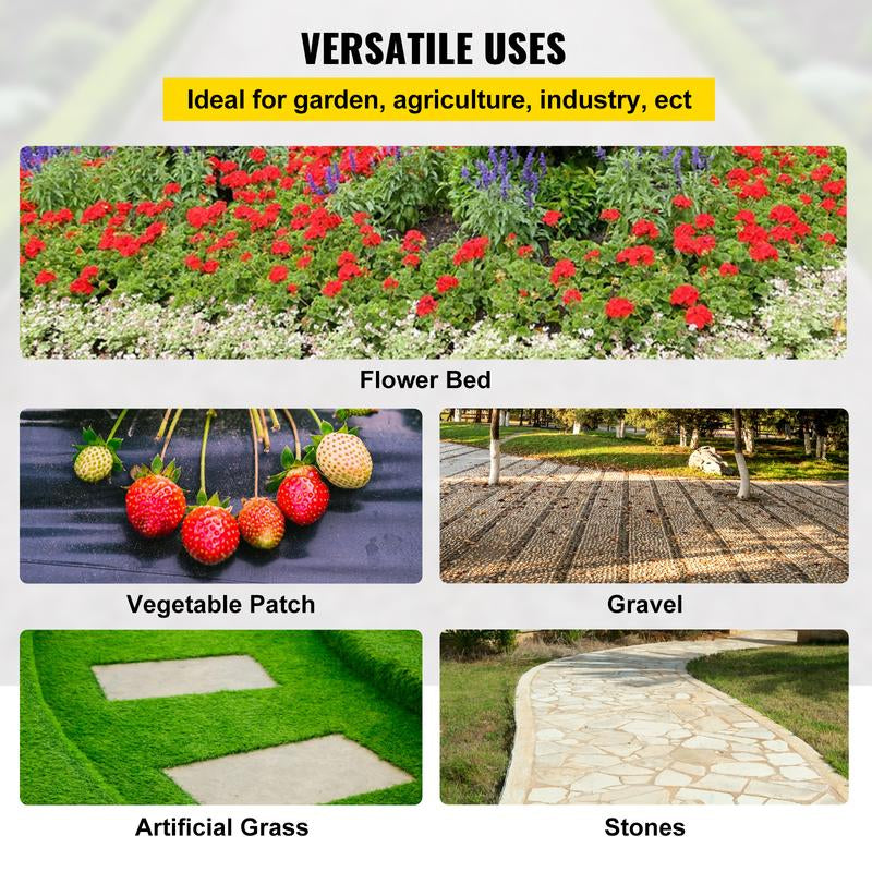 VEVOR Premium Weed Barrier Fabric, Various Specifications, Fathersdaygift, Woven Weed Control Fabric for Flower Beds, High Permeability & Geotextile Underlayment