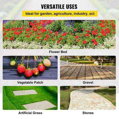 VEVOR Premium Weed Barrier Fabric, Various Specifications, Fathersdaygift, Woven Weed Control Fabric for Flower Beds, High Permeability & Geotextile Underlayment