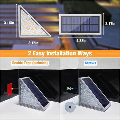 VOLISUN Solar Stair Lights, Waterproof IP67 LED Step Lights, 3000K Warm/Cold Glow for Outdoor Stairs, Deck, Patio & Garden, Solar Lights Outdoor
