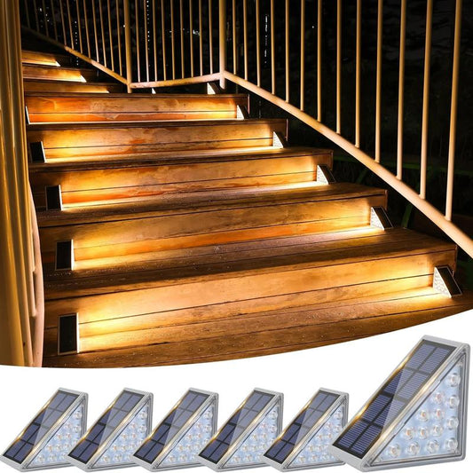 VOLISUN Solar Stair Lights, Waterproof IP67 LED Step Lights, 3000K Warm/Cold Glow for Outdoor Stairs, Deck, Patio & Garden, Solar Lights Outdoor