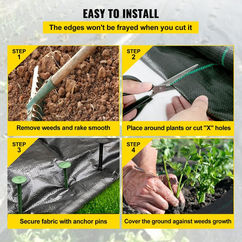 VEVOR Premium Weed Barrier Fabric, Various Specifications, Fathersdaygift, Woven Weed Control Fabric for Flower Beds, High Permeability & Geotextile Underlayment