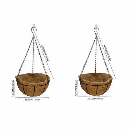 8/10 Inch round Wire Plant Holder Metal Hanging Basket Coconut Liner Lining Plants Flower Garden Pot for Home Balcony Decoration