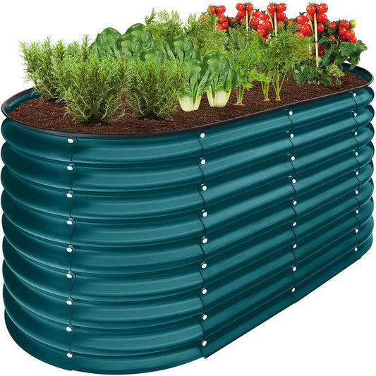 Best Choice Products 4' x 2' x 2' Outdoor Metal Oval Garden Bed - Planter Box for Vegetables and Flowers